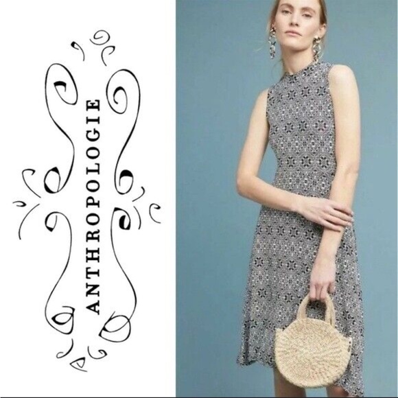 Maeve Black and White Midi Dress - Picture 1 of 11